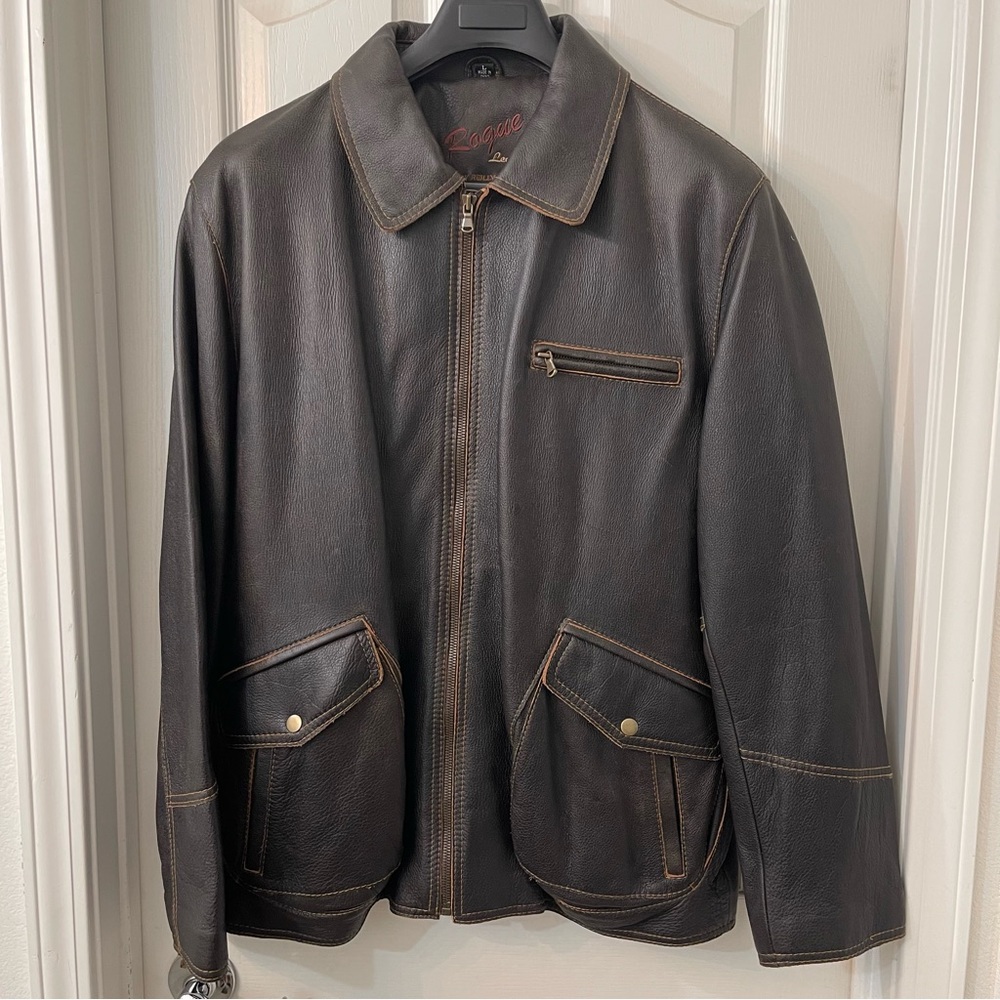 Roque Leather by Reilly Olmes Jacket - Brown.  Mens: Large